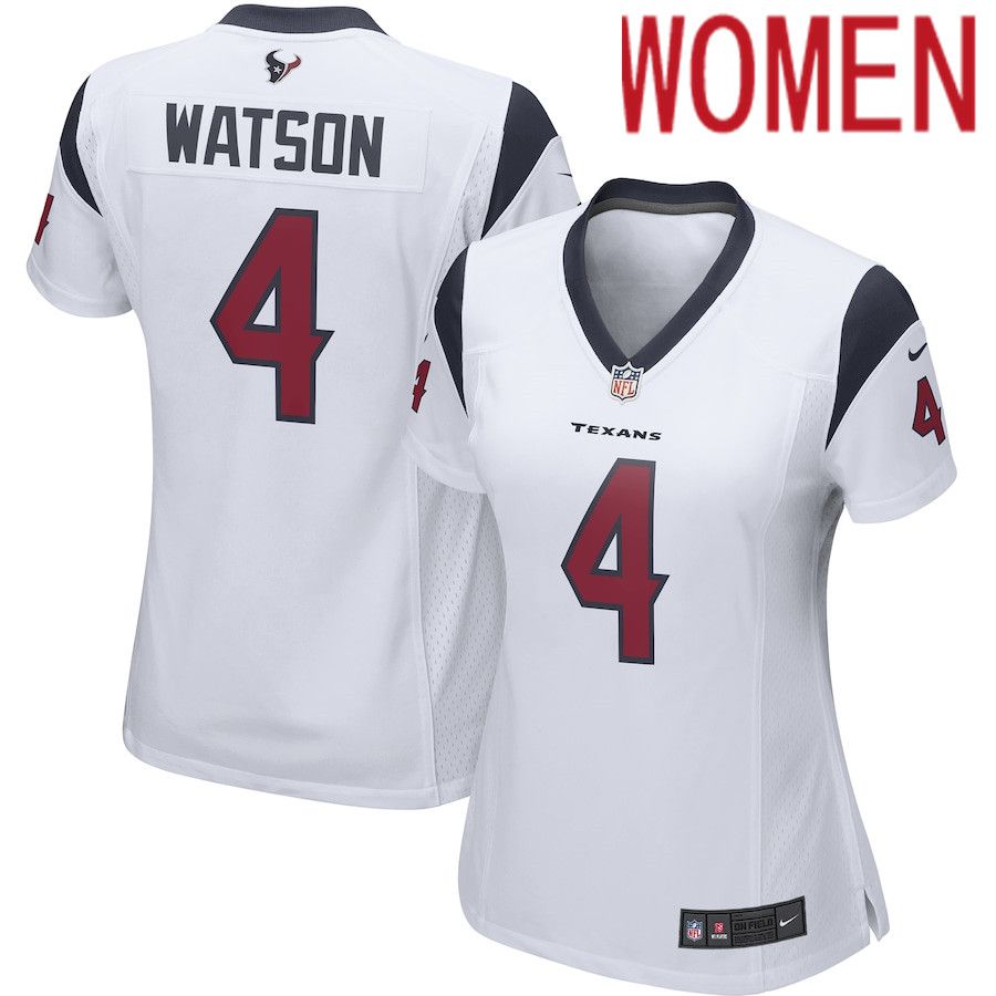 Cheap Women Houston Texans 4 Deshaun Watson White Nike Player Game NFL Jersey